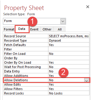 Don't allow deletion