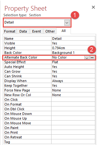 Remove Alternate Back Color