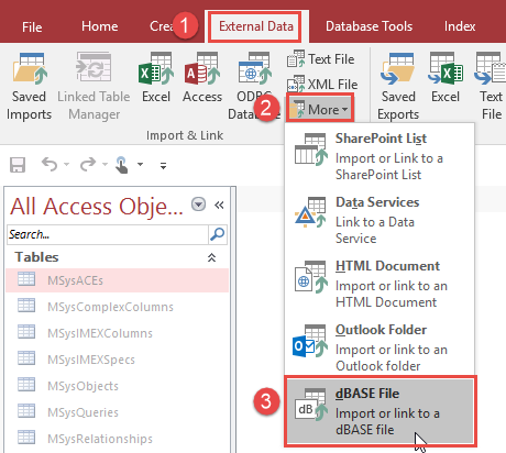 Import DBF to Access