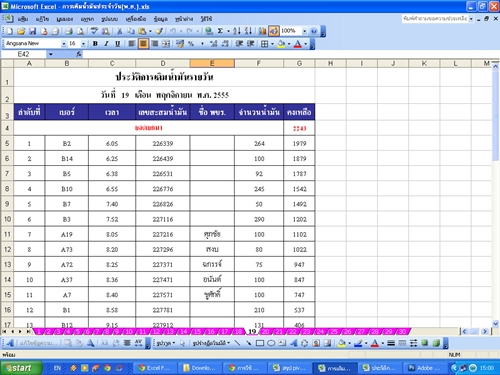 อันนี้ัเป็นหน้าหลัก เป็นรายละเอียดการเติมน้ำมันทั้งวัน